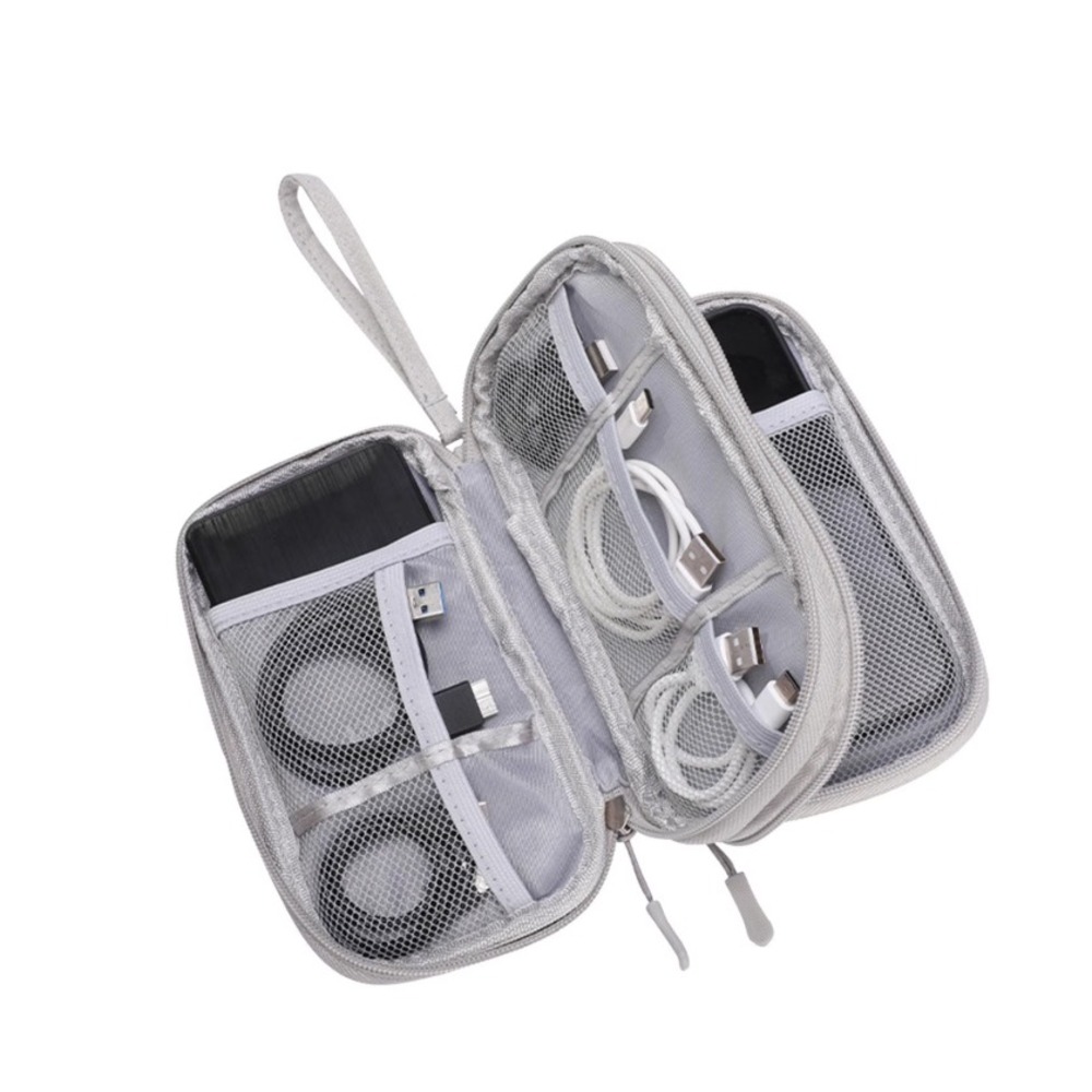 Electronics Travel Organizer Bag portable Cable Cord Tech Organizer Pouch Gray